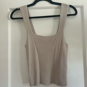 A&F Ribbed Square Neck Tank Top - Beige